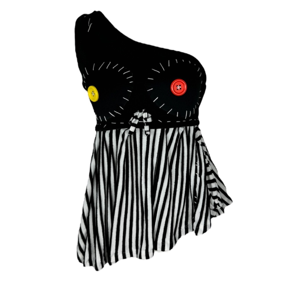 Re-worked , embellished, up cycled asymmetrical body doll top.